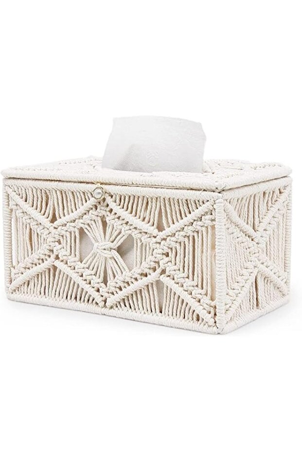Boho Tissue Box Holder Tissue Box Boho Decor for Bathroom, Bedroom, Office (Rectangle)
