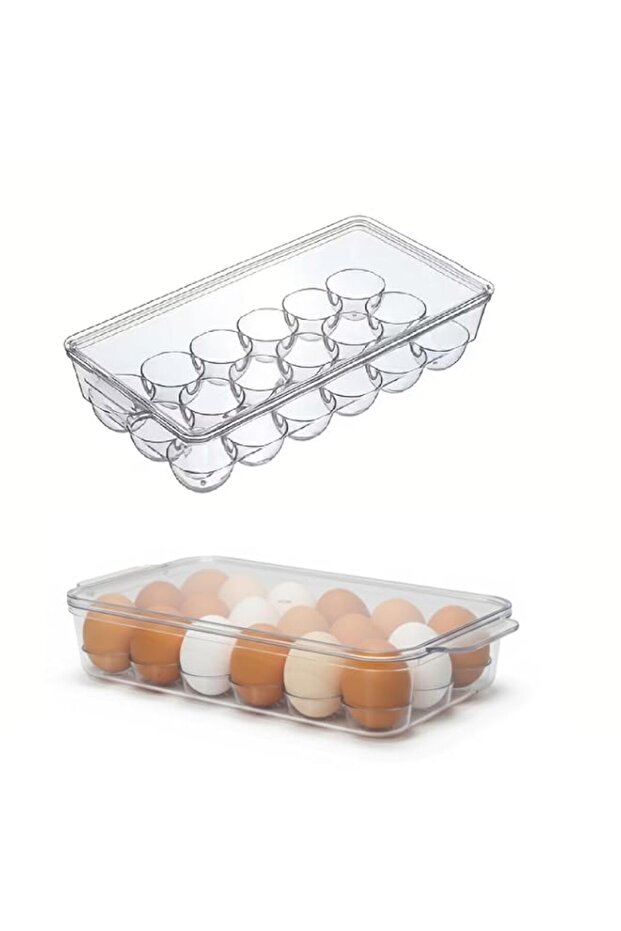 18-Piece Egg Storage Container | Organize In Refrigerator with Lid | Clear Household Egg Carton