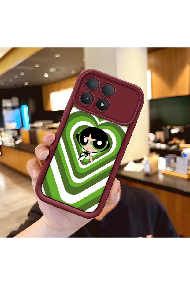 Poco F8 Pro 5g Compatible Case Camera Protective Cartoon Pattern Maroon Lover Couple Silicone Phone Case