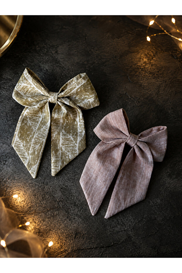 Set of 2 Large Bowknot Automatic Hair Clips for Women and Children, Patterned Solid Color Hair Clips