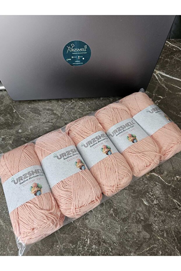 Cotton Knitting Yarn 5-Pack 500 Gr. Salmon (100g, 200Mt Dir.)
