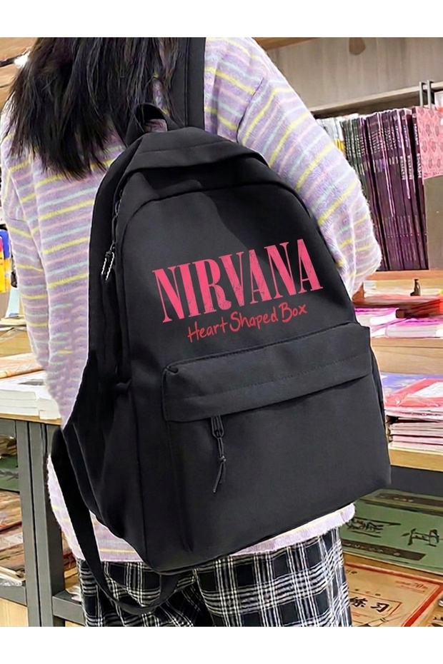 Waterproof Black Printed School Laptop Backpack