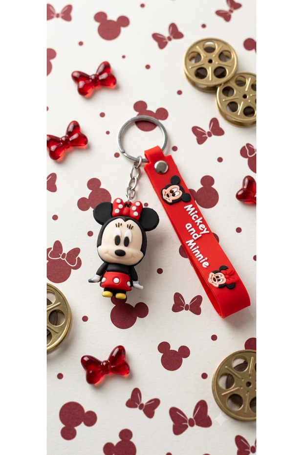 Cute Minnie Mouse Figured Silicone Red Keychain & Bag Charm