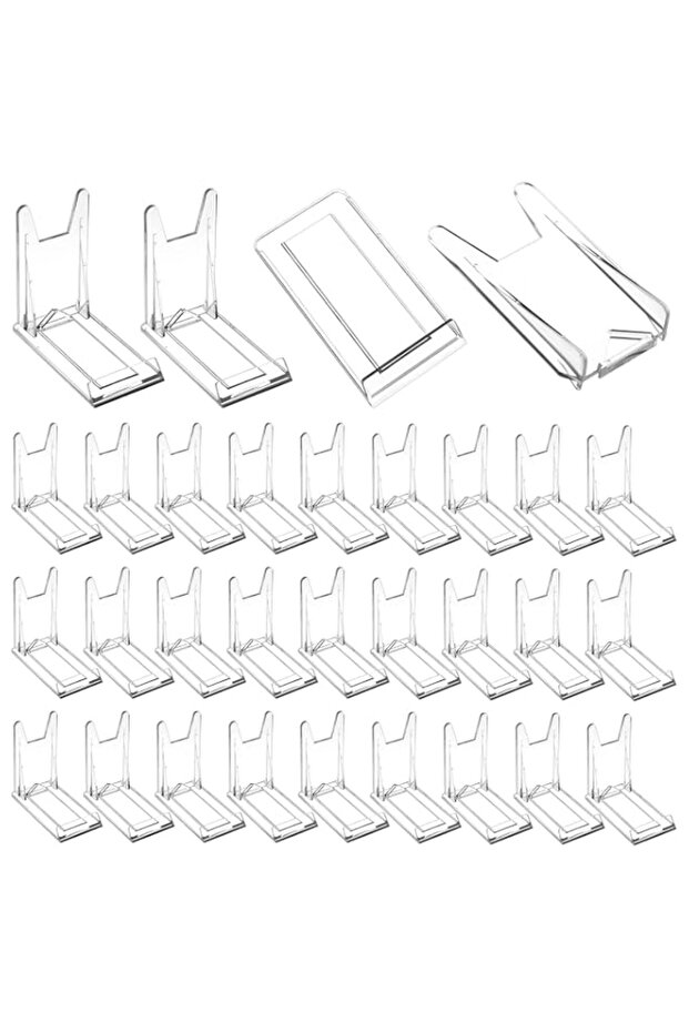 30 Sets Clear Acrylic Adjustable Book and Plate Display Stands, Multi-Purpose Picture Frame Easels for Albums, CDs, Magazines, Postcards, Photos, Artwork Display Holders