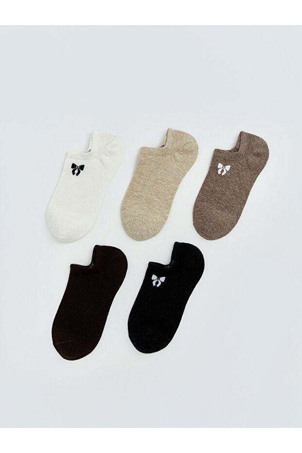 Two Mt Shop Quality Bow Patterned Women's Sneaker Socks 5-Pack