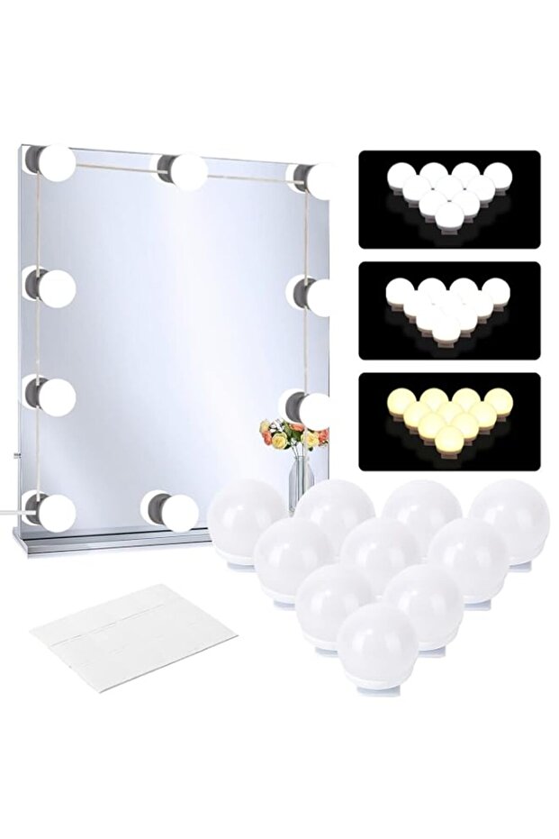 Hollywood Style USB Powered LED Vanity Mirror Lights with 10 Dimmable Bulbs Flexible Lighting Fixture 7000K