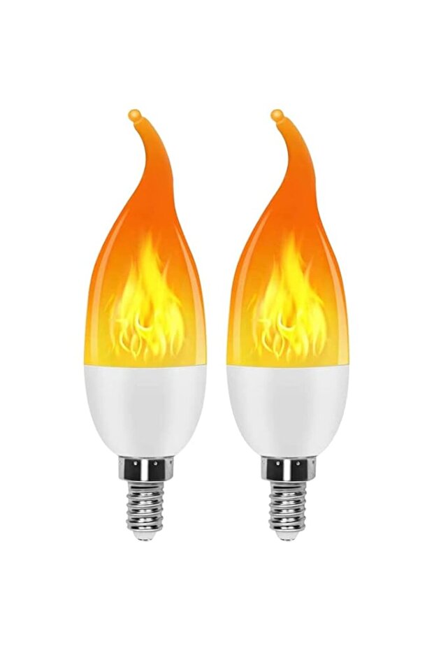 2 Pcs E12 Flame Light Bulbs with 3 Modes, 2W 1300K LED Flickering Flame Effect Bulb, Smart Chandelier Base Dummy Candle Fire Ligth Bulb for Holiday, Party, Home Decor, Indoor & Outdoor