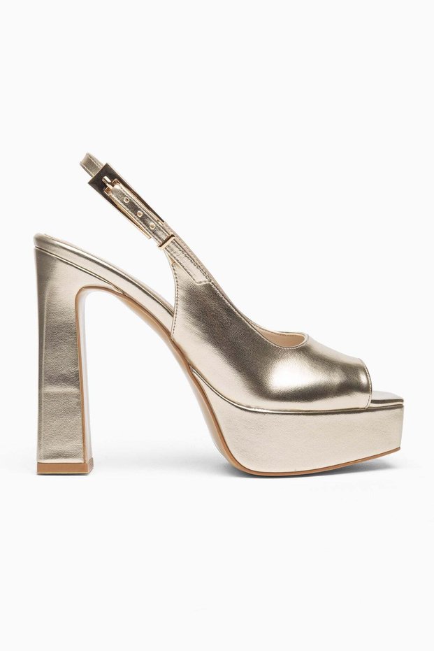 Women's Gold Platform High Heel Shoes