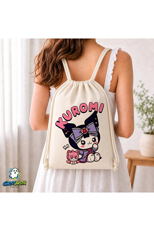 Kuromi Drawstring Linen Bag C165