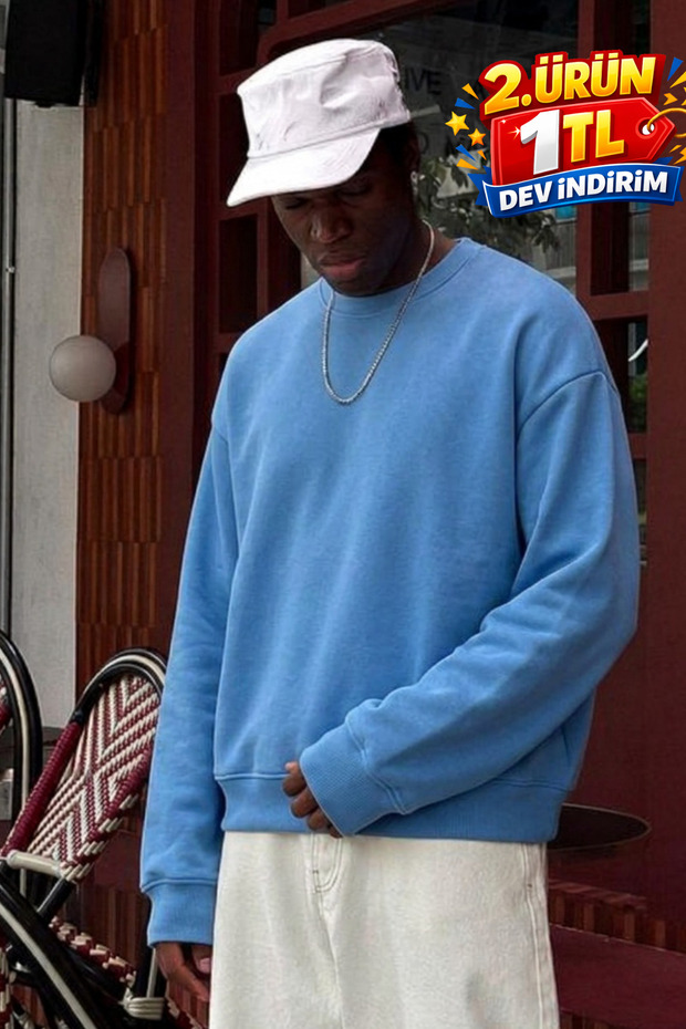Men's Cotton Casual Blue Winter Sweatshirt