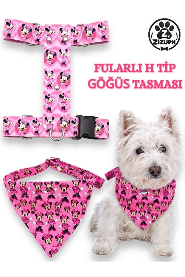 Adjustable Printed H-Type Chest Harness Set with Scarf