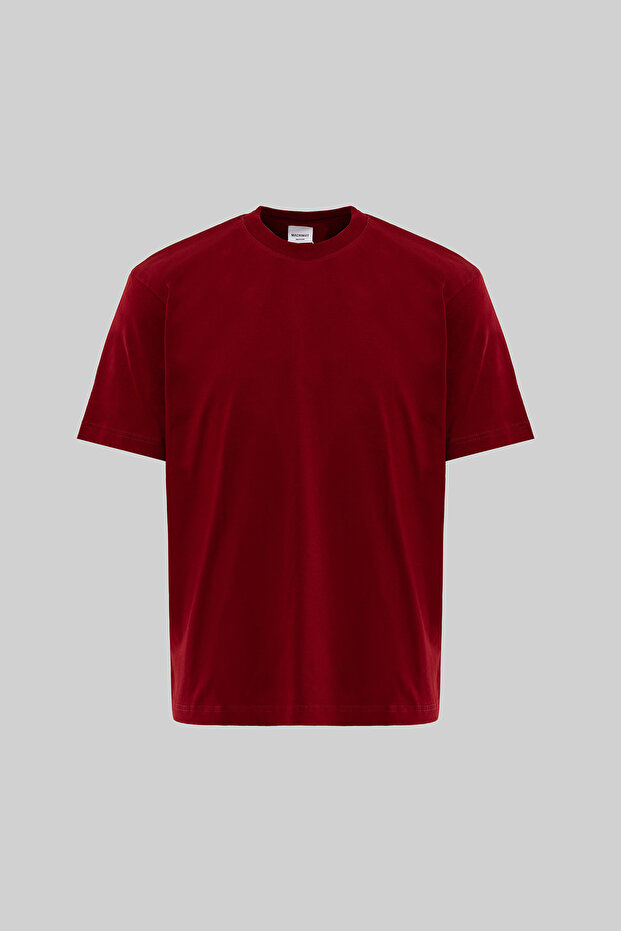 Men's Basic Relaxed Thin Cotton T-Shirt Burgundy
