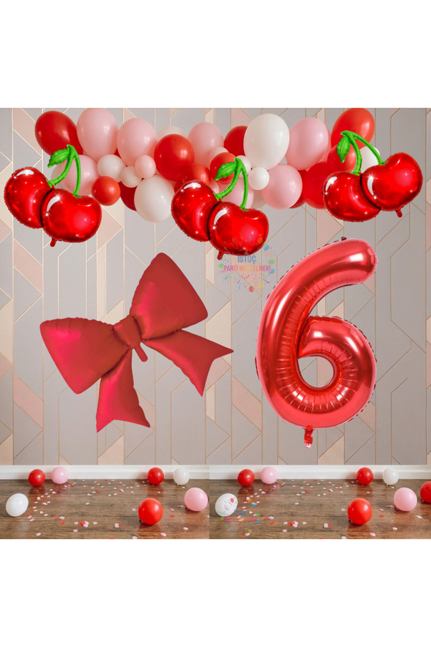 Istoch Cherry Themed Luxury Birthday Celebration Set Age-6