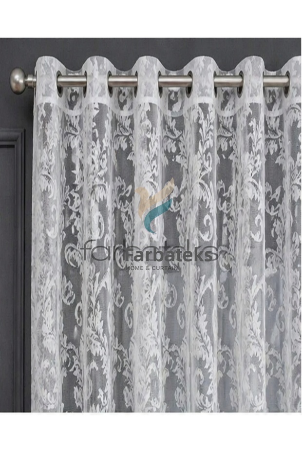 White Rustic Curtain with Eyelet Rings and Pipe Rings for Decorating Curtains