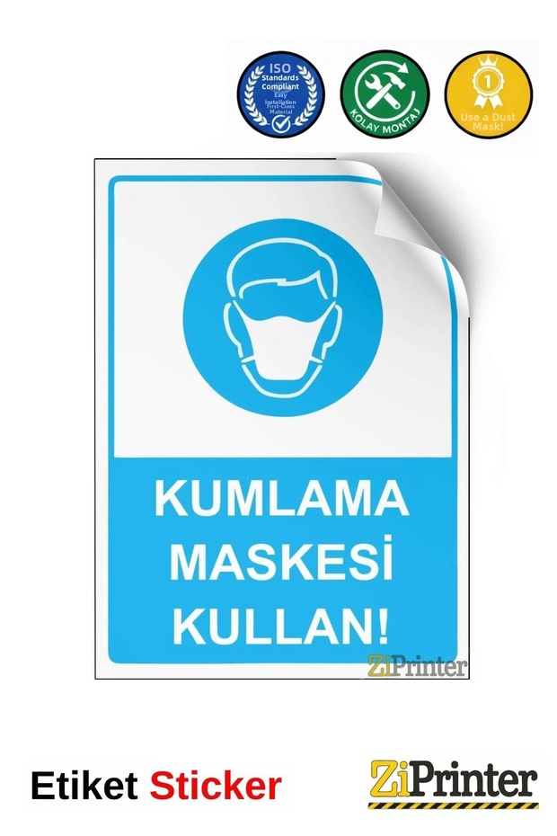 Use Sandblasting Mask! Isg Warning Sign Sticker 70X100 cm