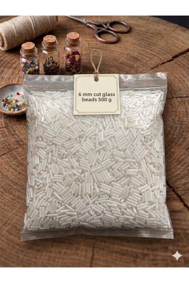 6 mm White Cut Glass Beads 500 Gr