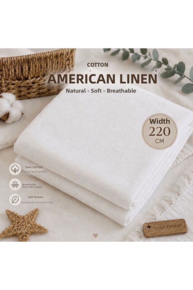 American Cloth Fabric ・Raw Cloth Fabric・ Punch Fabric ・ Throw Pillow-Tablecloth Fabric ・ Runner・Lining Fabric・Upholstery Fabric Beige 1 Meter (Width:220 cm)