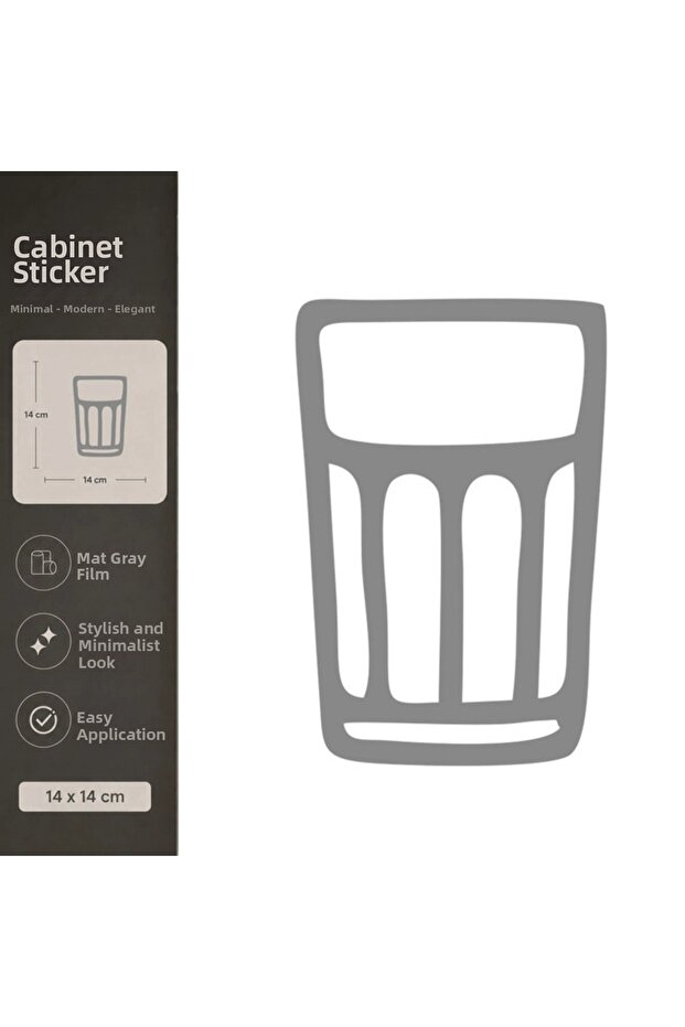Water Cup Matte Gray Decorative Foil Sticker 14X14 cm
