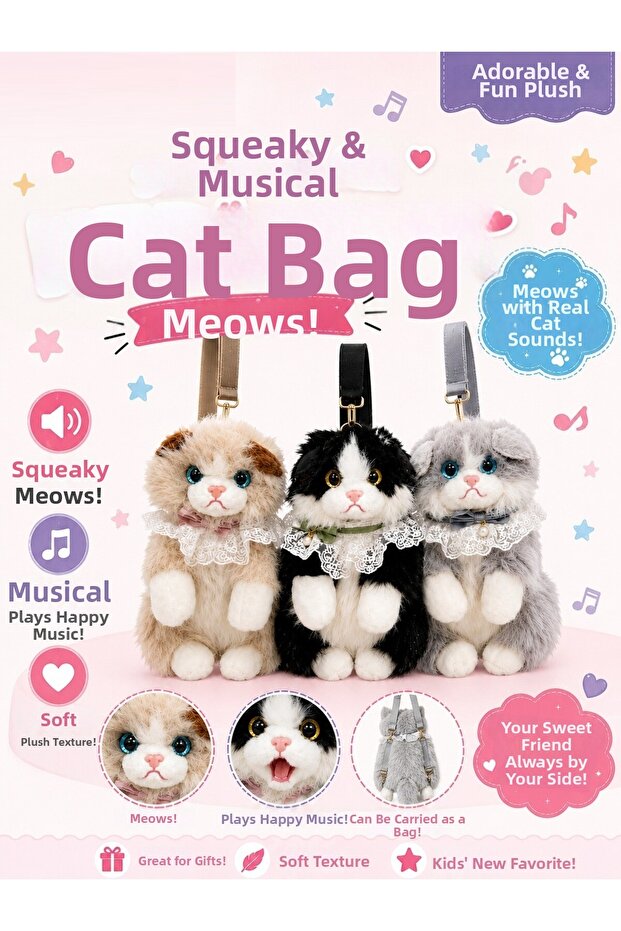 Plush Cat Bag with Sound