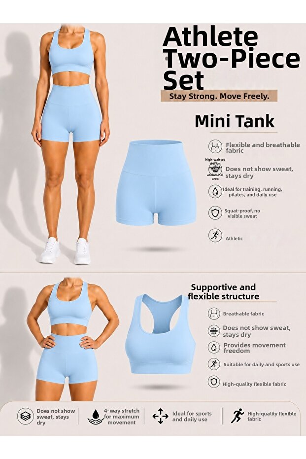 Women's High Waist Lycra Mini Tights - Crop Tank Top 2-Piece Set