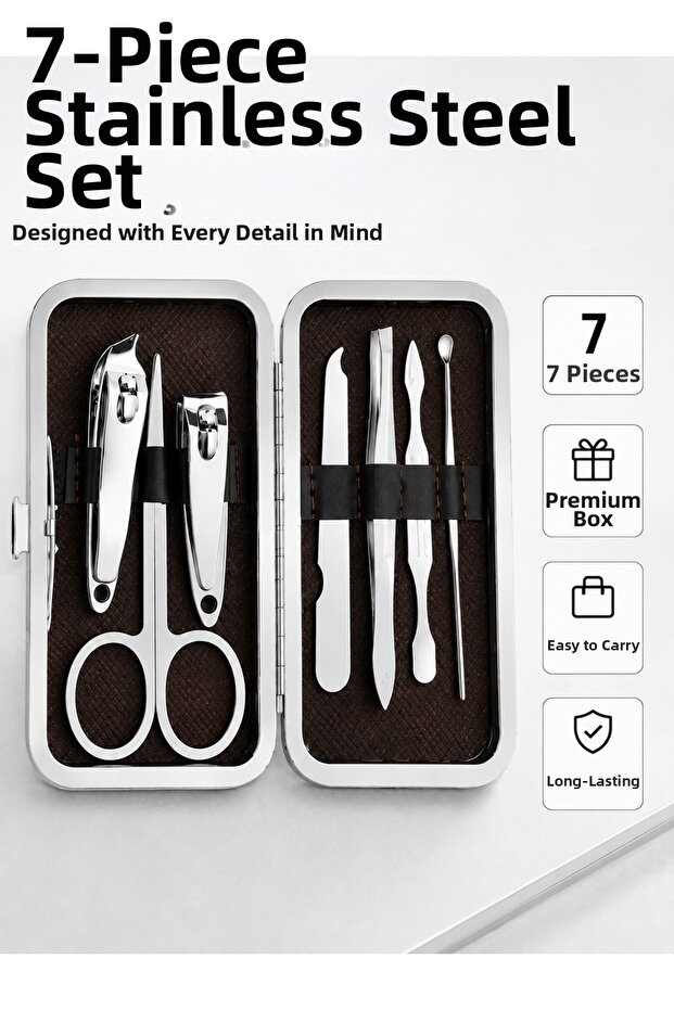 Stainless Steel Personal Care Set – 7 Pieces