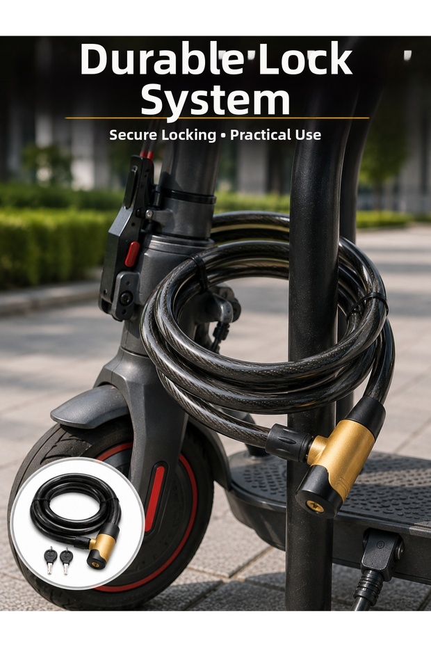 200 cm Long Steel Cable Lock Durable Keyed Motor and Bicycle Lock