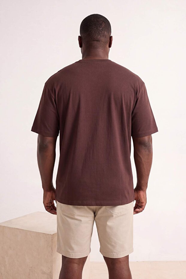 Kahverengi-Yeşil Büyük Beden 2'li Paket Regular/Normal Kesim T-Shirt TMNSS24BF00002 - 3