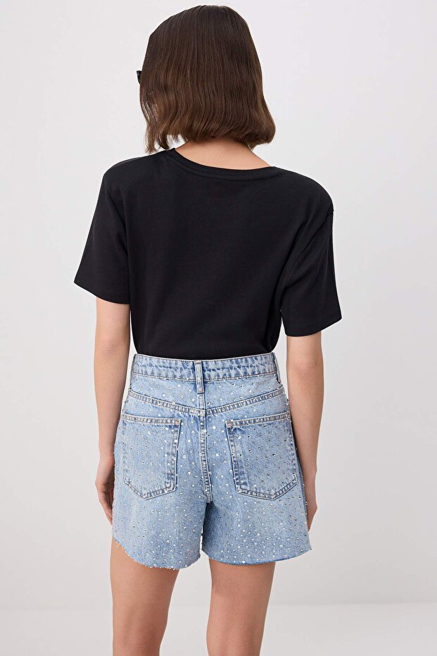 Mavi Taş Detaylı City Boy Denim Şort TWOSS26SR00266 - 4
