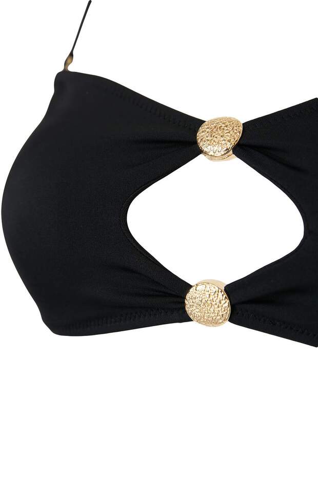 Siyah Straplez Kaplı Aksesuarlı Normal Bel Regular Bikini Takımı TBESS26BT00144 - 6