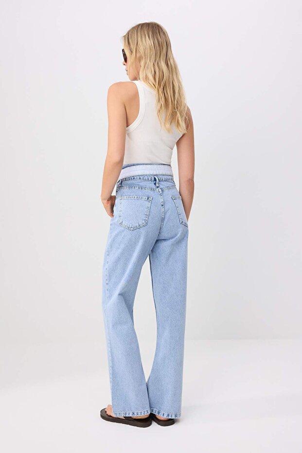 Mavi Bel Detaylı Yüksek Bel Wide Leg Jeans TWOSS26JE00363 - 4