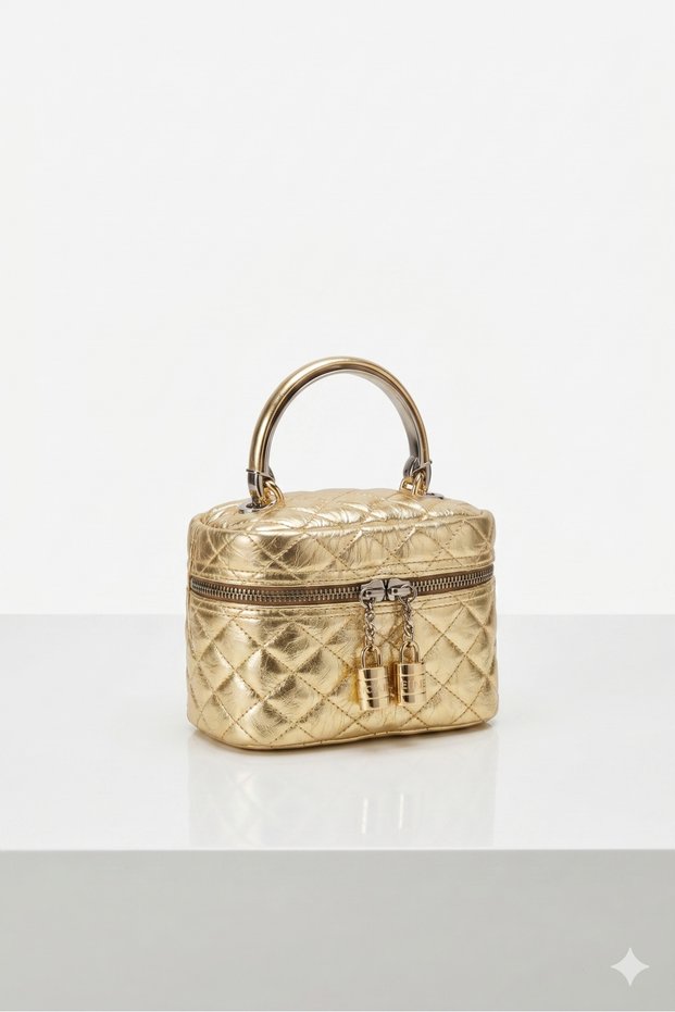 Gold Faux Leather Almira Women's Crossbody Bag Cream