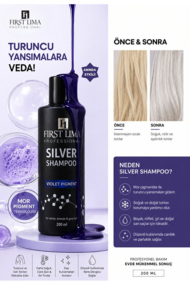 First Lima Professional Turunculaşma Karşıtı Silver (mor Şampuan) 200ml