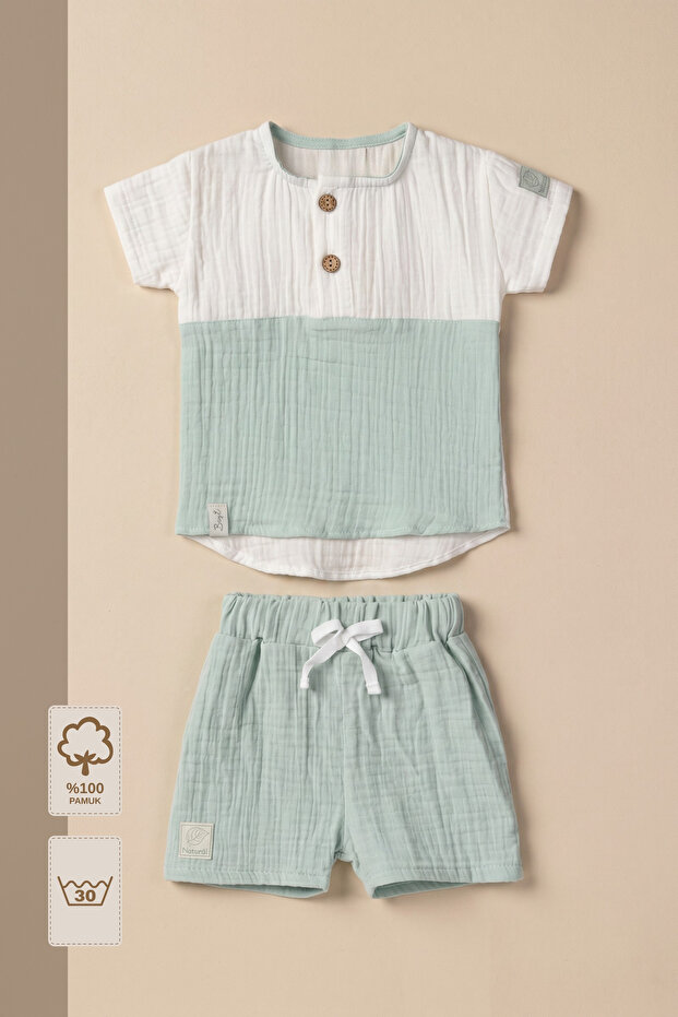 - 100% Cotton Muslin Shorts Set