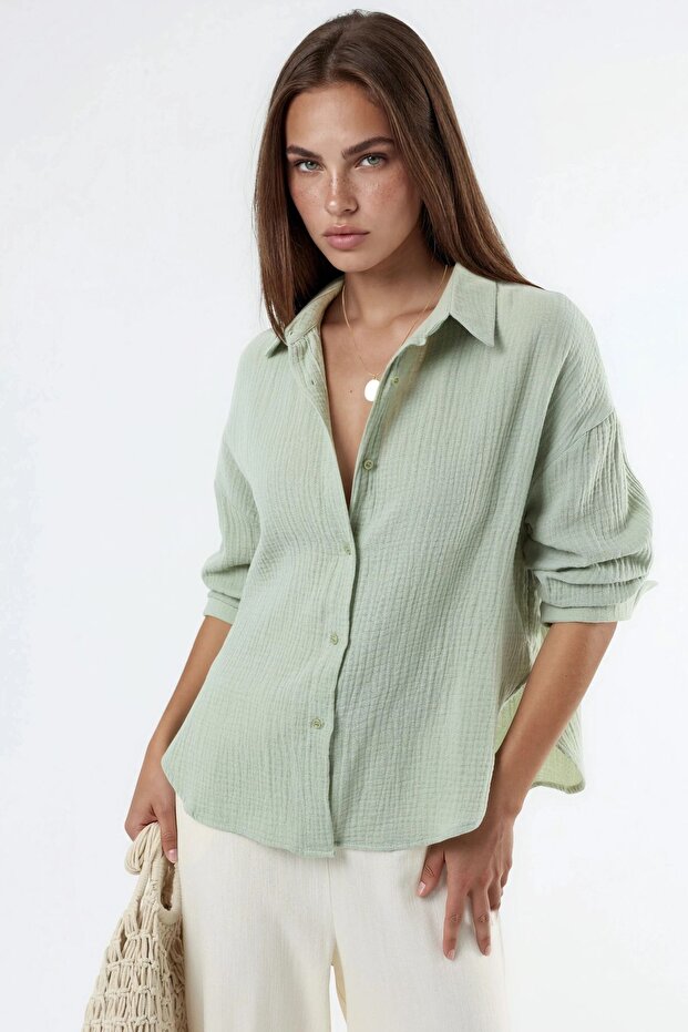 BUSEM Textured cotton button-down shirt - 1