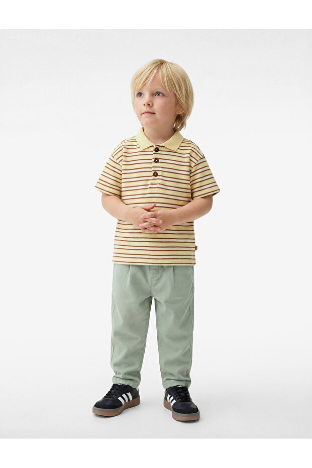 High Waist Pleated Detailed Cotton Trousers