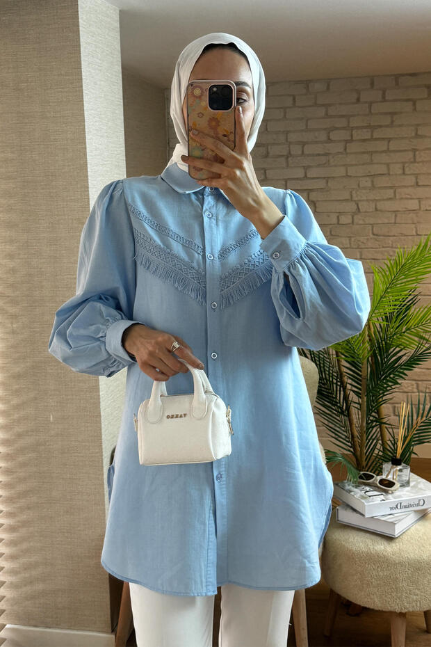 2109 Balloon Sleeve Shirt - Baby Blue