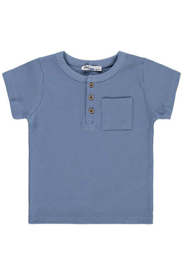 Basic Button-Front T-Shirt for 2-5 Years Old - Blue