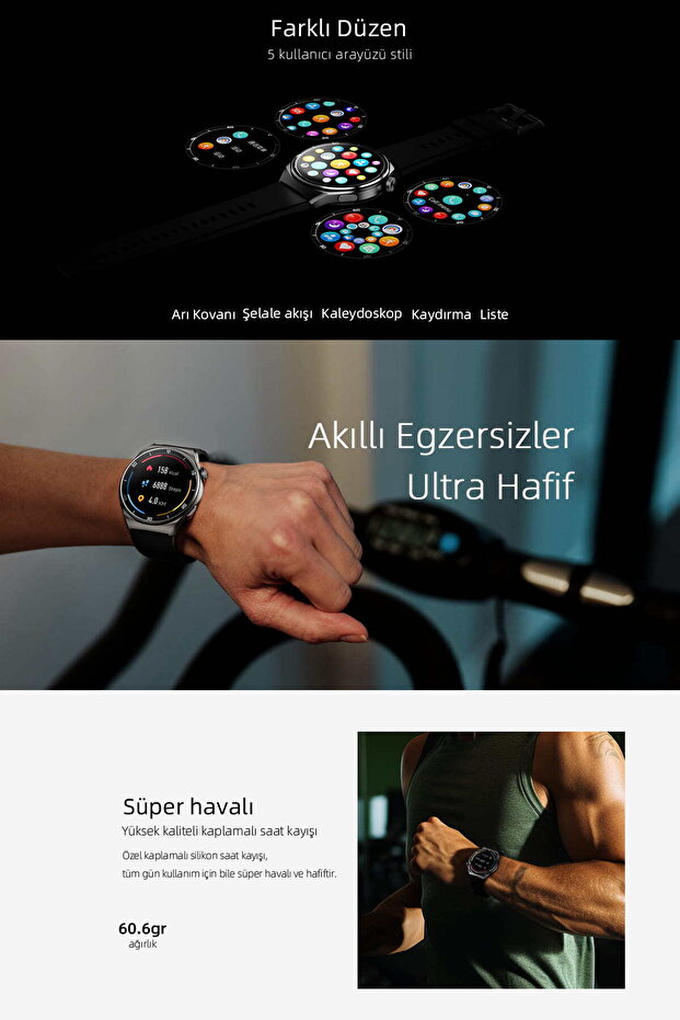 Gt2 Amoled Akıllı Saat Telefonla Sesli Görüşme 60hz Gri - 4