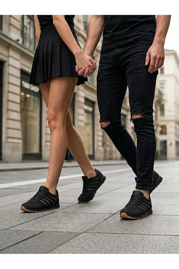 Unisex Black Crepe Lace-Up Daily Comfortable Casual Comfortable Lightweight Soft Non-Slip Comfortable Sole Mesh Sneaker Sports Shoes Suitable for Daily Use