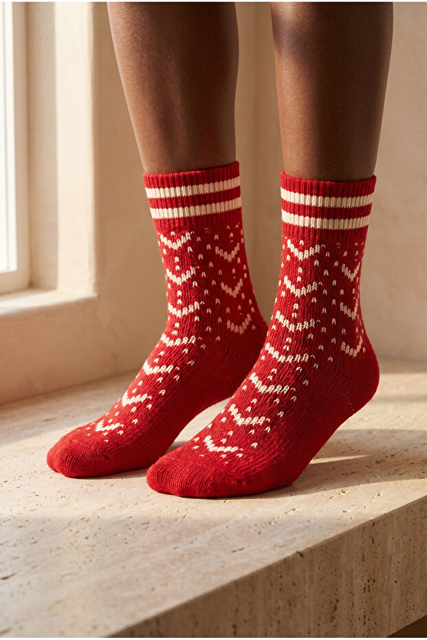 Women's Patterned Socks Red