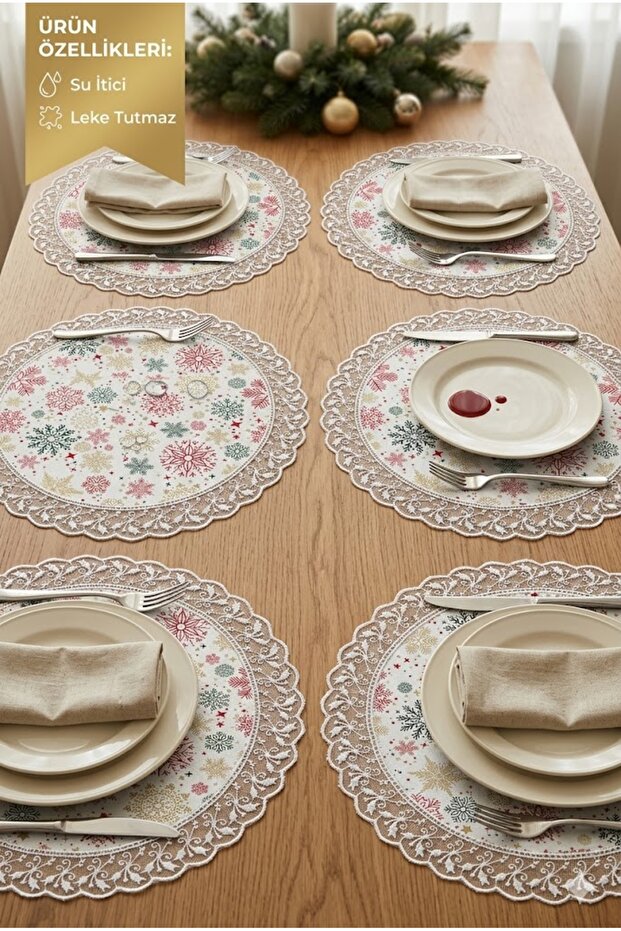New Year's Gift Luxurious Lace Supla Set - American Service for 6 People with Snowflake Figures