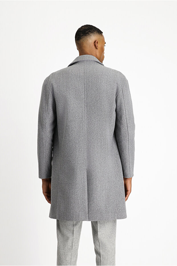 Mono Yaka Oversize Ekstra Rahat Kesim Cepli Düğmeli Klasik Palto - 5