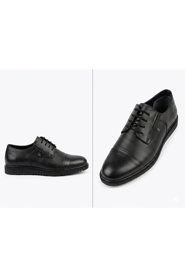 Tahir Türk 921 Black Burnt Laced Genuine Leather Men's Classic Shoes