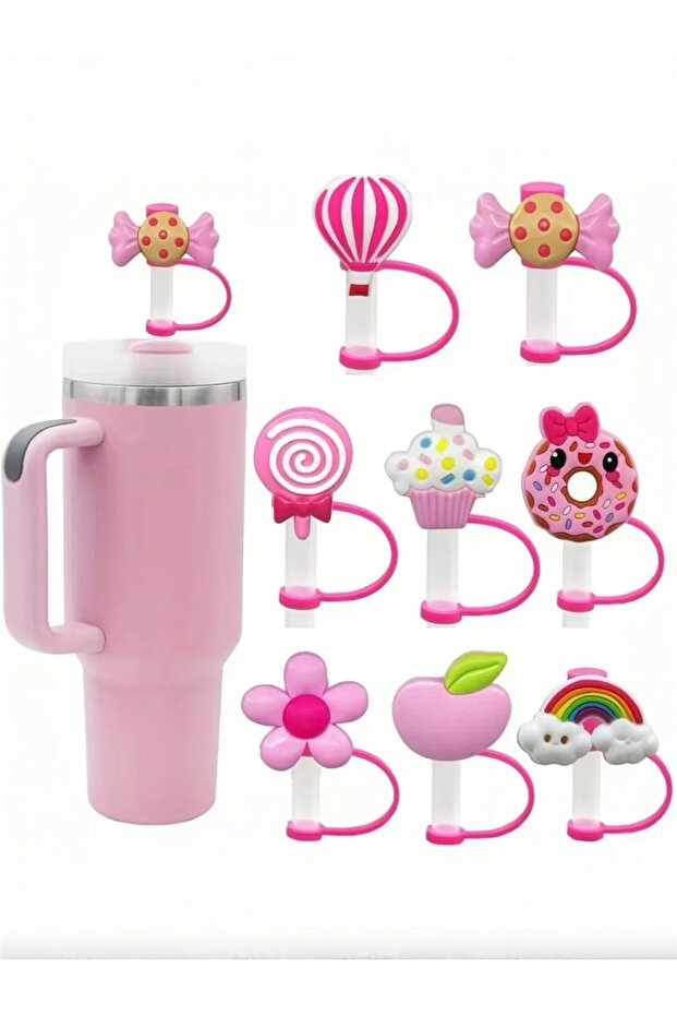 Quencher Thermos Compatible White Flower Accessory / Straw Protector / Silicone Straw Tip Cover / 10mm Compatible