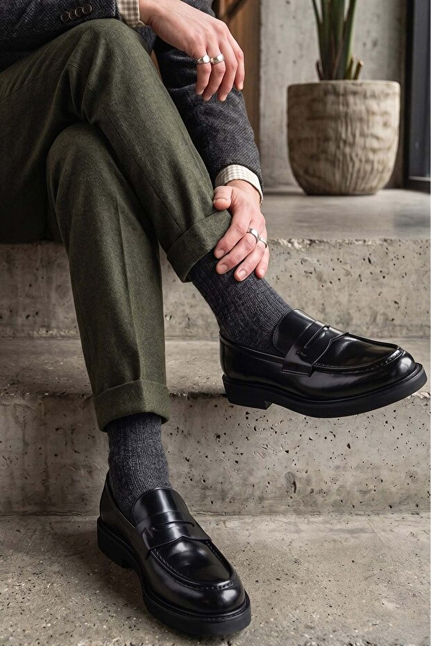 - Genuine Black Leather Men's Loafer - 250-1975