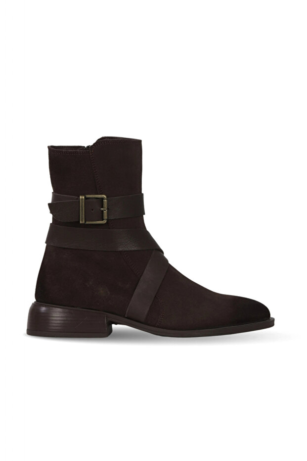 Brown Suede Women's Flat Boots 01Wf3501