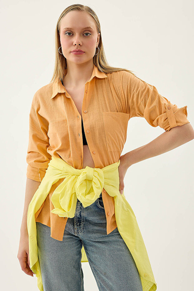 Basic Oversize Front Pocket Shirt - 3