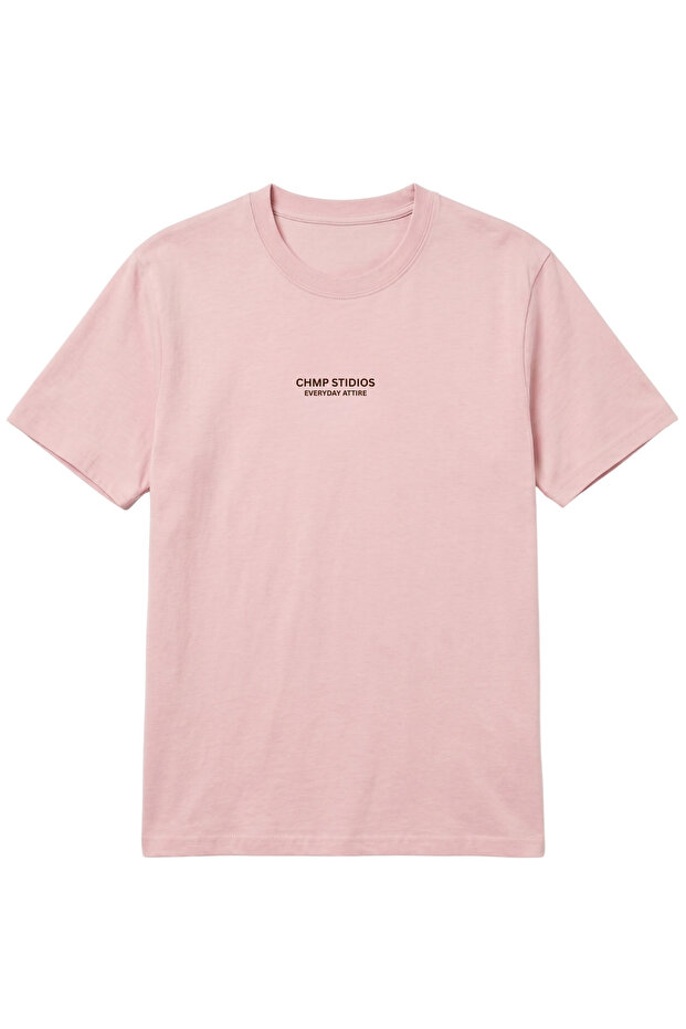 Women's Oversized T-Shirt Chmp Studios Printed Pink – Crew Neck, 100% Cotton Compact Single Jersey 24/1