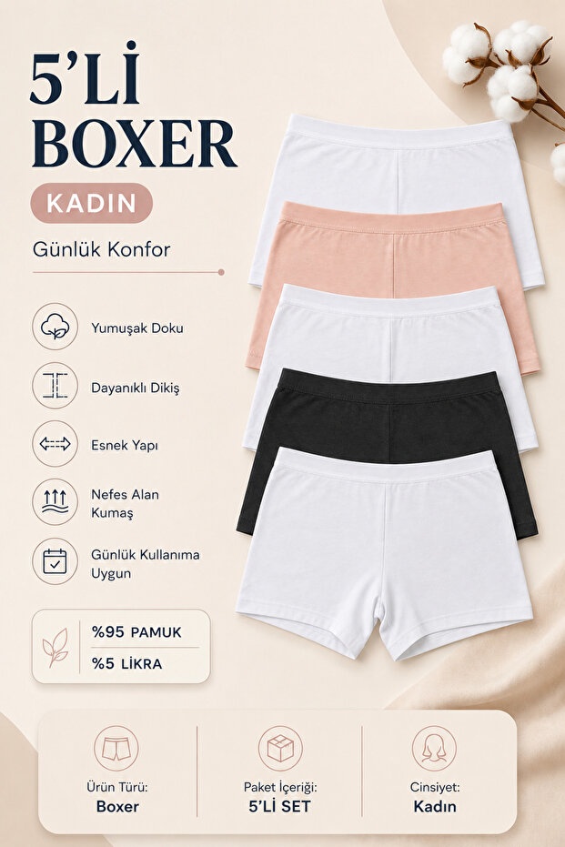 Damen-Boxershorts im 5er-Pack Mixcolor - 3