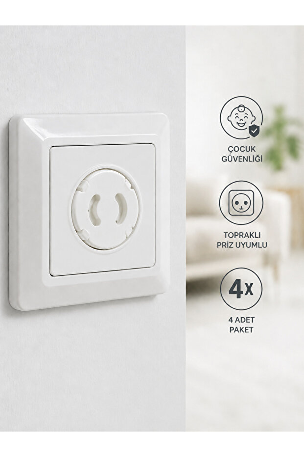 Socket Cover Set of 4 – Child Safety Socket Cover (for Grounded Sockets)
